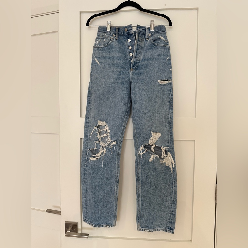 Agolde blue distressed women’s jeans